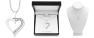 Macy's Diamond Heart 18" Pendant Necklace (1/10 ct. t.w.) in Sterling Silver
